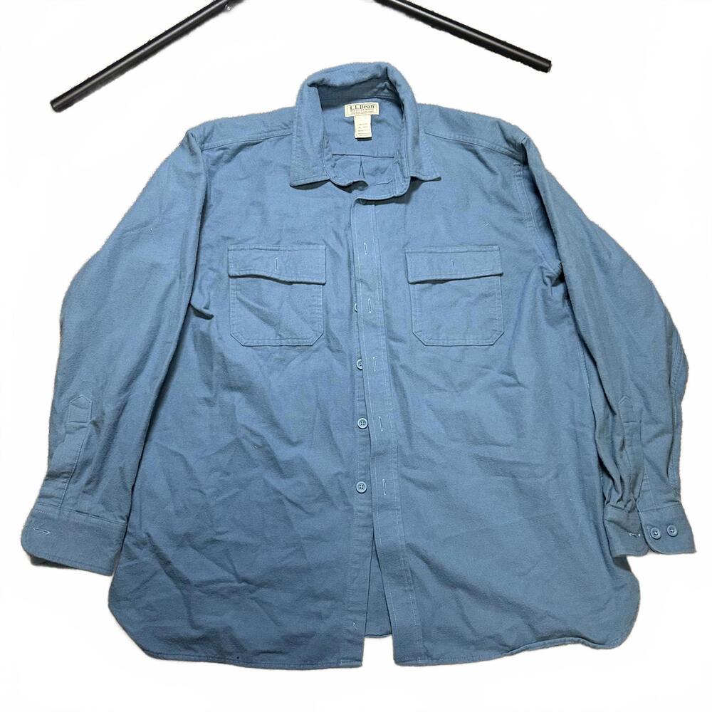 Vintage LL Bean Chamois Cloth Shirt Heavyweight‎ Blue Size XL